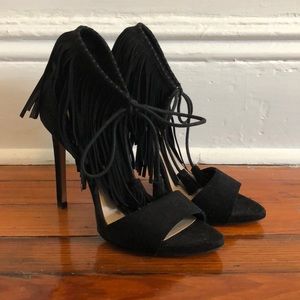 Zara Fringe Suede Heels